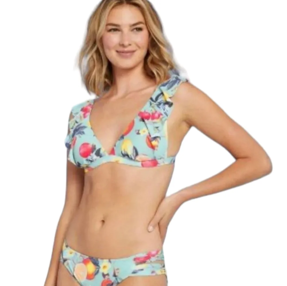Kona Sol Swimsuit Women Size XL Extra Large Green Print 2 Piece Bikini Swimwear - Picture 4 of 11